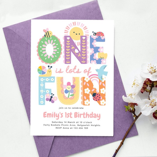 Première invitation d'anniversaire fille, Un est b (Créateur téléchargé)