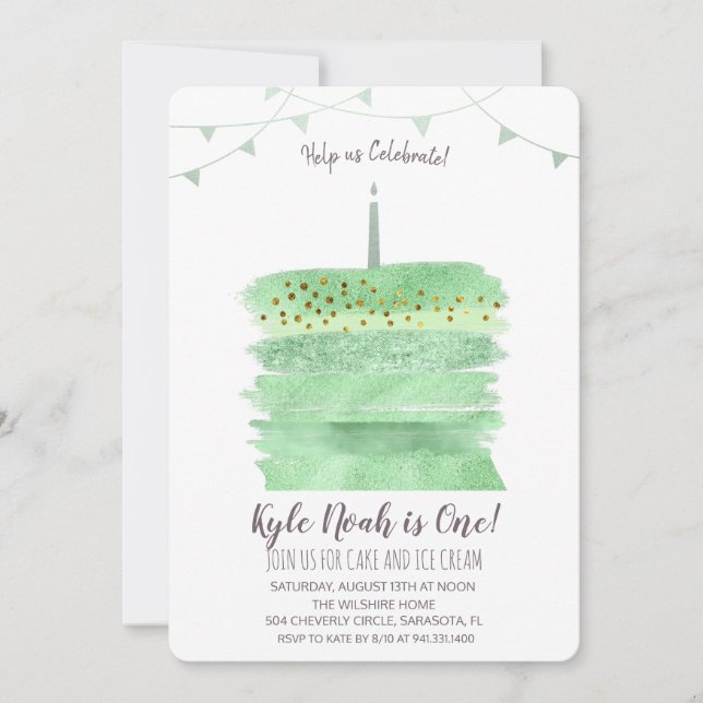 Première invitation de gâteau d'anniversaire (Devant)