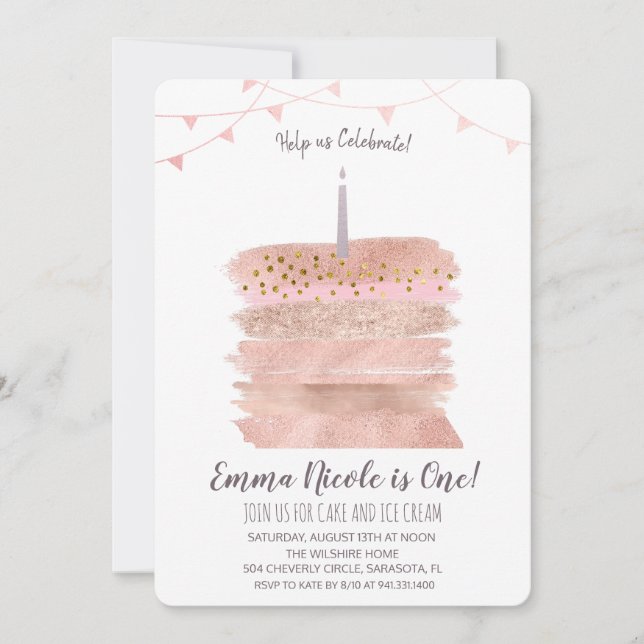 Première invitation de gâteau d'anniversaire (Devant)