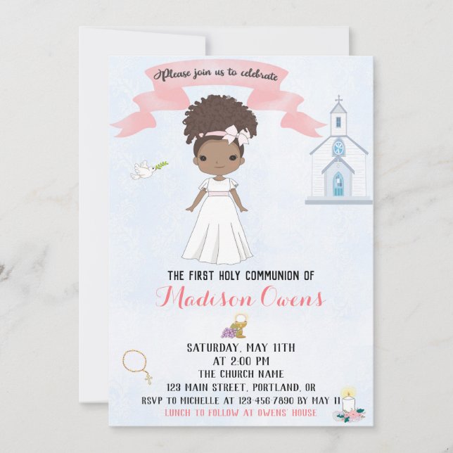 Première invitation de la Communion Fille confirma (Devant)