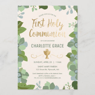 Première invitation de sainte communion, florale