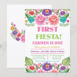 Première Invitation Fleurie Fiesta d'Anniversaire