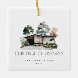 Première Maison Mi-Siècle moderne Ornement de Noël