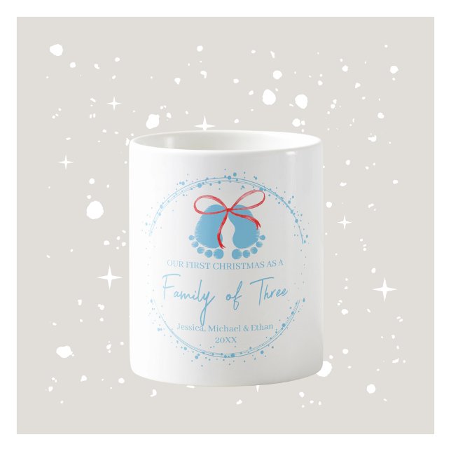 Première Mug de famille de Noël - Bleu (Personalized First Christmas Family Mug - Blue)