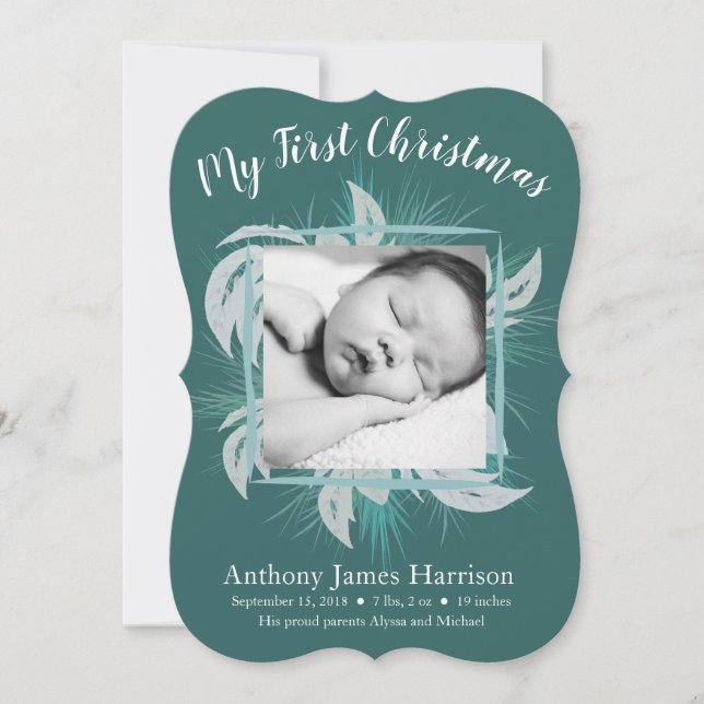 Première Noël Nouvelle Baby Faire-part Carte de va (Devant)