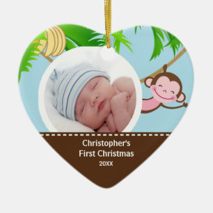Première photo de Noël de bébé Ornement Singe