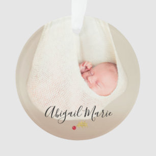 Première photo de Noël du bébé Red & Gold Holly