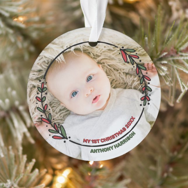 Première photo de Noël du bébé Wreath moderne (Arbre)