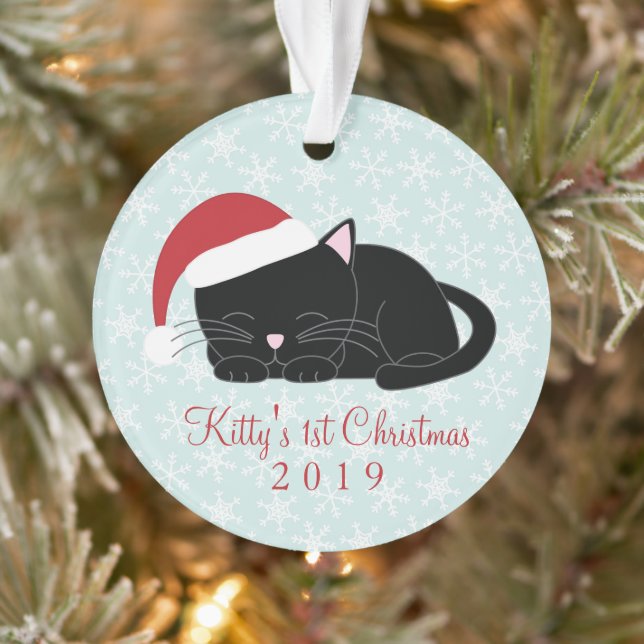 Première photo de Noël du chat noir (Arbre)