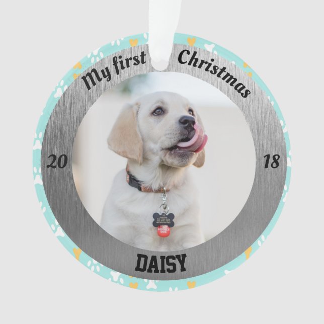 Première photo de Noël du chiot personnalisé (devant)