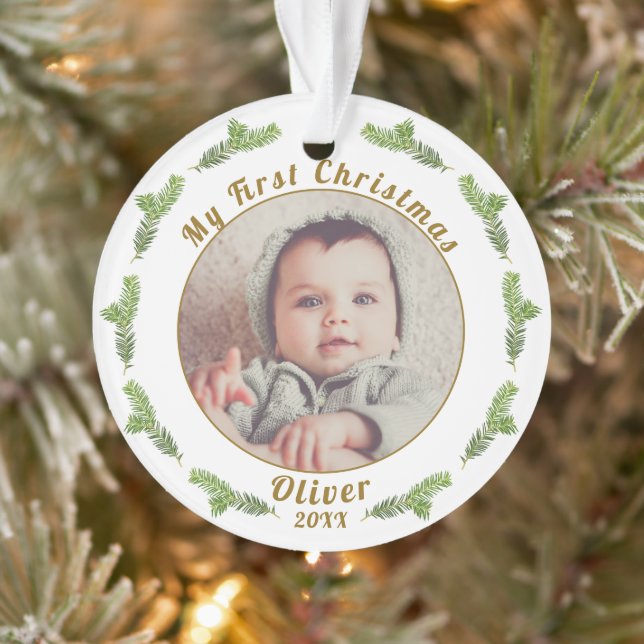 Première photo de Noël d'un bébé festif élégant (Arbre)