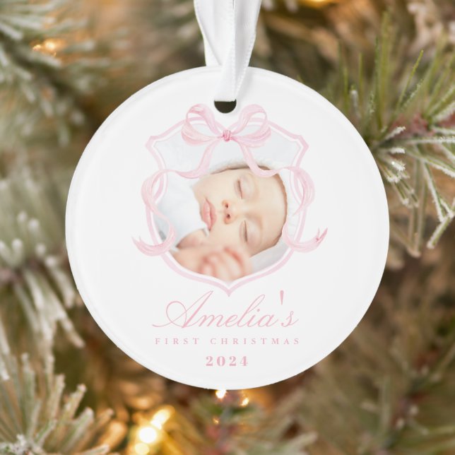 Première photo rose de Noël du bébé (Arbre)