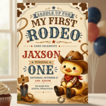 Première Rodeo 1er Anniversaire Invitation Canard