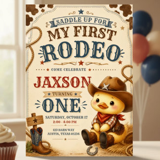 Première Rodeo 1er Anniversaire Invitation Canard