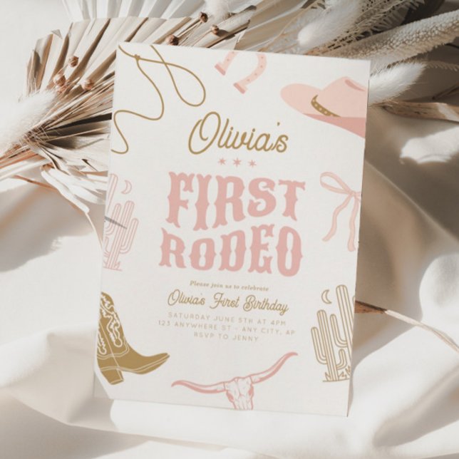 Première Rodéo 1er Anniversaire Invitation Cowgirl (Créateur téléchargé)
