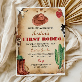 Première Rodéo Western Cowboy Invitation d'anniver