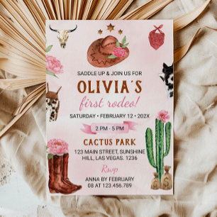 Première Rodéo Western Cowgirl Invitation Annivers