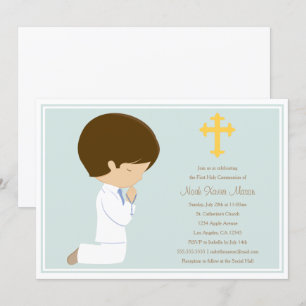 Première sainte communion - invitation bleue de