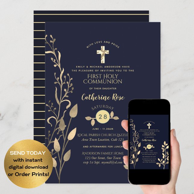 Première Sainte Communion Invitations Garçons Vers (Créateur téléchargé)