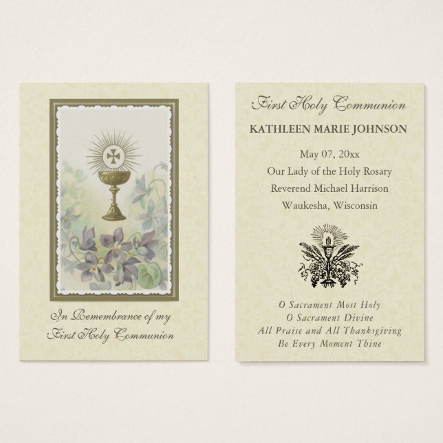 Première Sainte Communion Souvenir Carte Sainte (Devant & derrière)