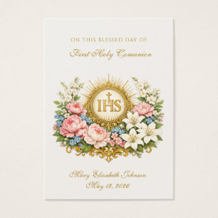 Première Sainte Communion Souvenir IHS Floral