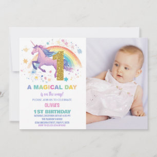 Première Unicorn Invitations Anniversaire avec pho