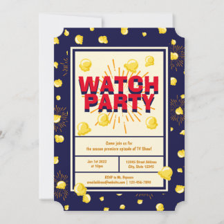 Premieren-Übernachtparty - Feuerwerk-Popcorn Einladung