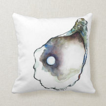 Premiers huître d'aquarelle d'essai et coussin de