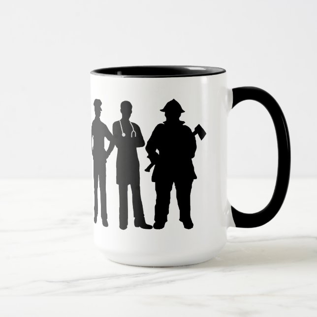 Premiers répondants Silhouettes Nom Mug (Droite)