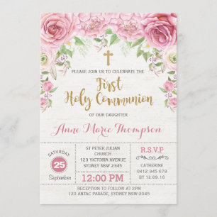 Premiers rose de sainte communion et invitation