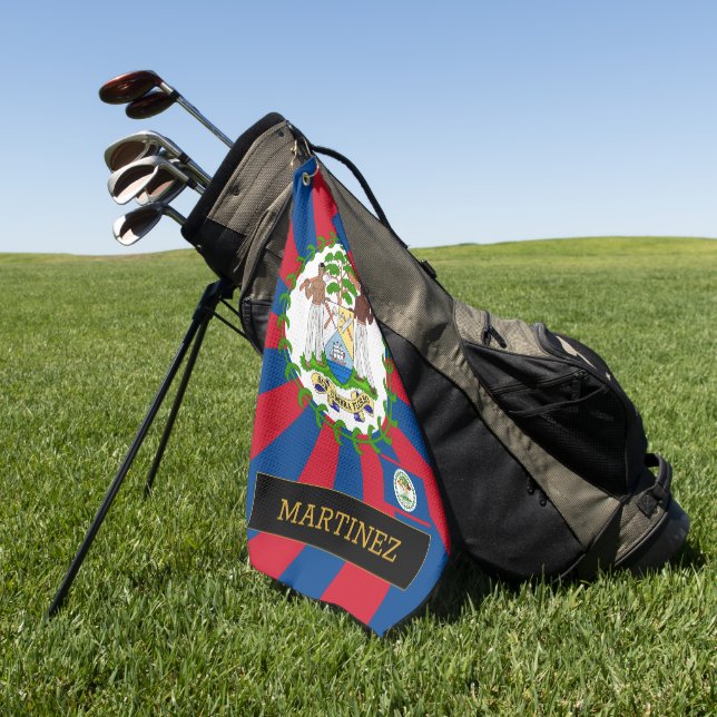 Premium Belize Golf & Belizean Flag / Patriots Golfhandtuch (Gras)