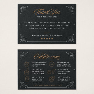 Premium Black Candle Care Thank You Card