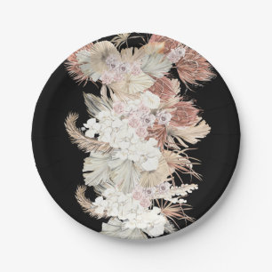 Premium Black Elegant Pampas Gras Tropischer Dschu Pappteller