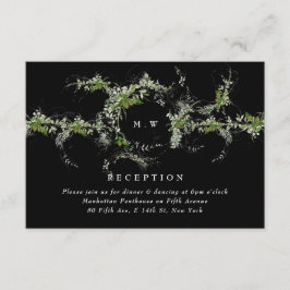 Premium Black Eucalyptus Wreath Monogram Wedding Begleitkarte