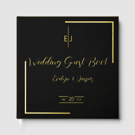 Premium Black Gold Moderne Typografie Gästebuch