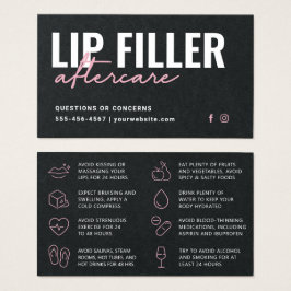Premium Black Lip Filler Aftercare Advisor Card