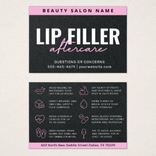 Premium Black Lux Pink Lip Filler Aftercare Card