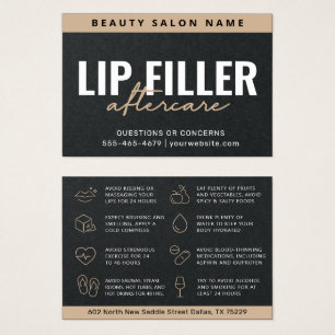 Premium Black Luxe Lip Filler Aftercare Card