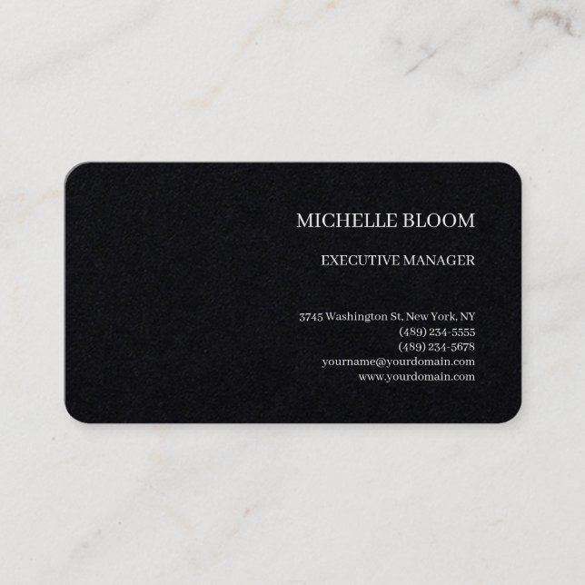 Premium Black Modern Schlicht einfach Minimalistis Visitenkarte (Vorderseite)
