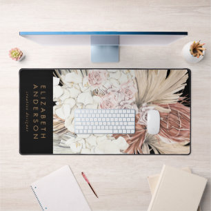 Premium Black Pampas Grass Floral Tropical Office Schreibtischunterlage