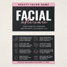 Premium Black Pink Facial Aftercare Advice Card
