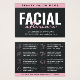 Premium Black Pink Facial Aftercare Advice Card