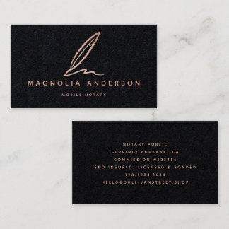 Premium Black Rose Gold Foil Quill Visitenkarte