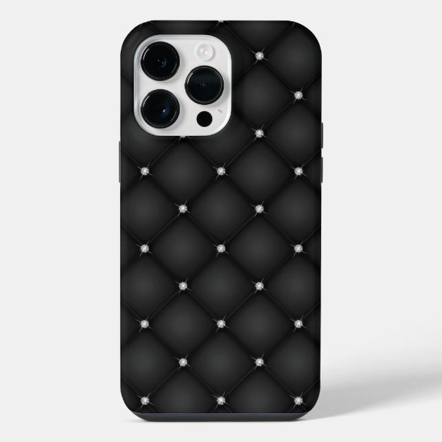 Premium Black Square Muster iPhone 14 Pro Max Hülle (Rückseite)