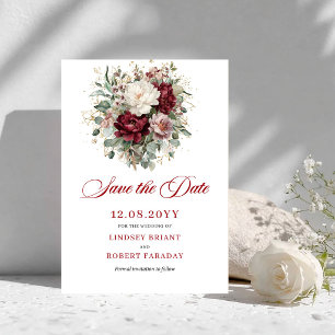 Premium Blush Burgunder Floral Save The Date