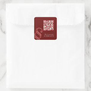 Premium-Braun-Weiß-QR-Code-Businesskarten Quadratischer Aufkleber