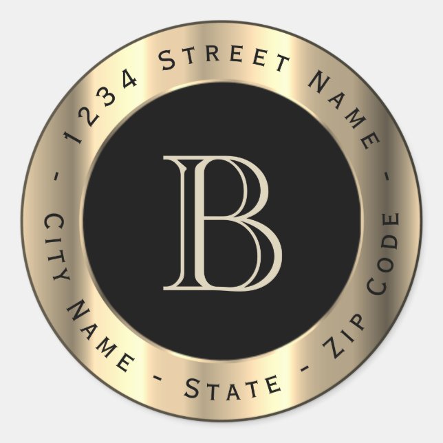 Premium-Bronze-Monogramm-Rücksendeadresse Runder Aufkleber (Vorderseite)