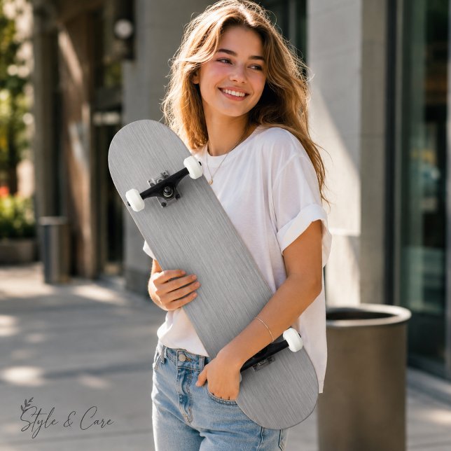 Premium-Bürstsilber-Metallstruktur Skateboard (Premium Brushed Silver Metal Texture Skateboard)