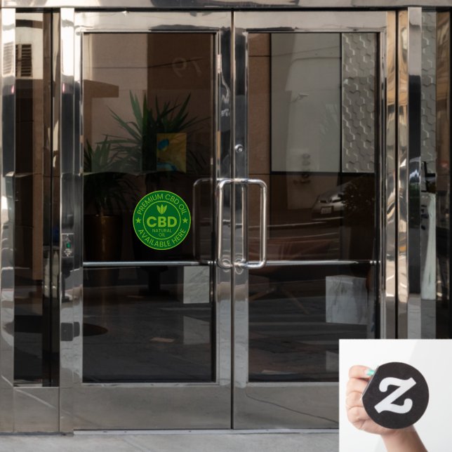 Premium CBD Öl erhältlich hier Werbung Fensteraufkleber (Büro Tür)