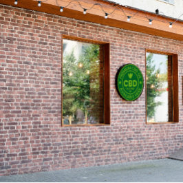 Premium CBD Öl erhältlich hier Werbung Fensteraufkleber